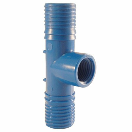 BLUE TWISTERS 1 in. Dia. x 1 in. Dia. x 0.75 in. Dia. FPT Polypropylene Tee, Blue 4814737